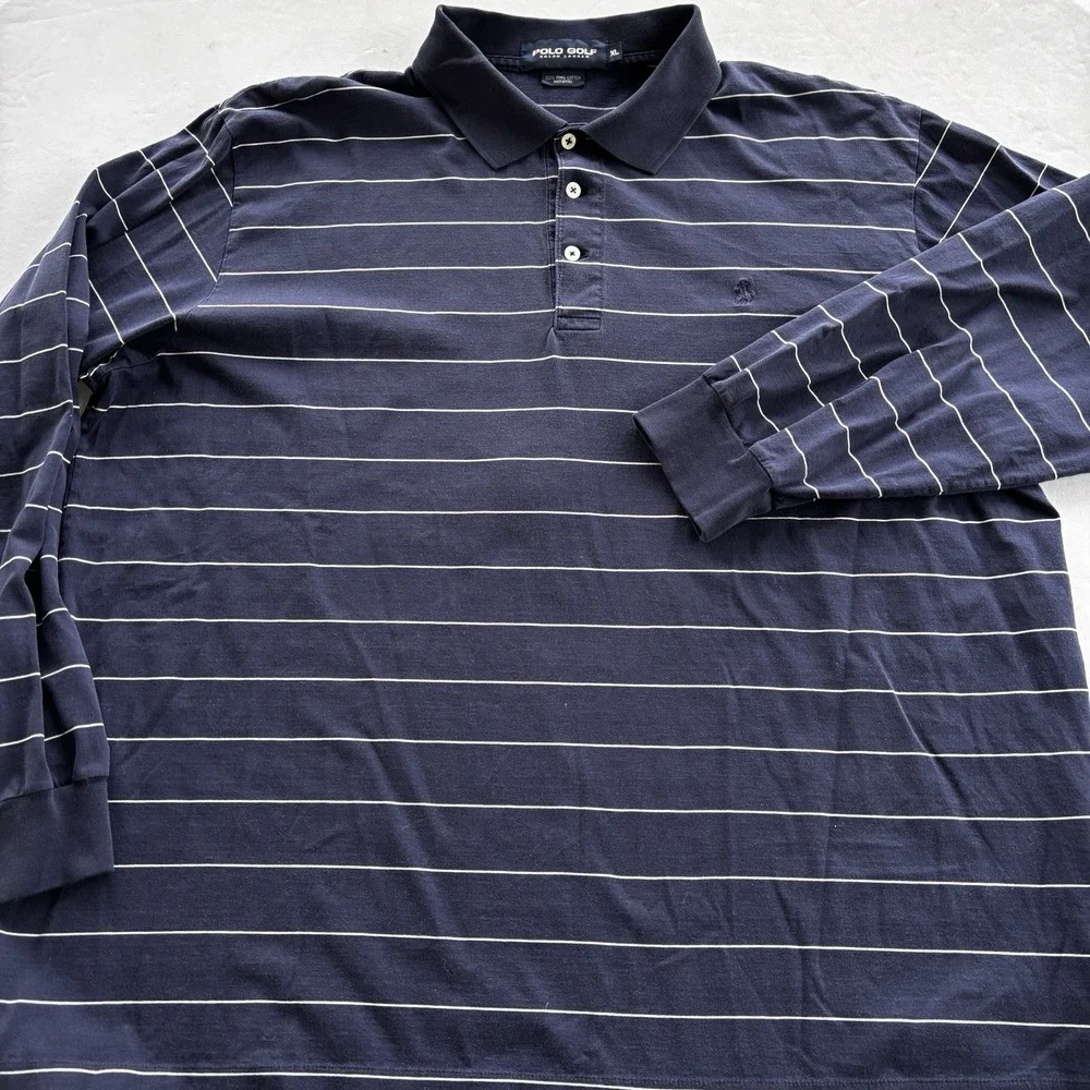 Polo Golf Ralph Lauren Long Sleeve Polo Shirt‎ Men's XL Pima Cotton Striped